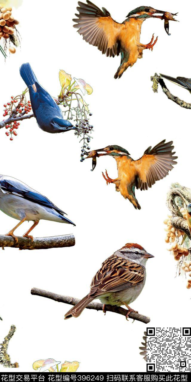 热带大气花鸟数码印花华亿平台下载（图片编号: 396249） - 瓦栏（Walan）