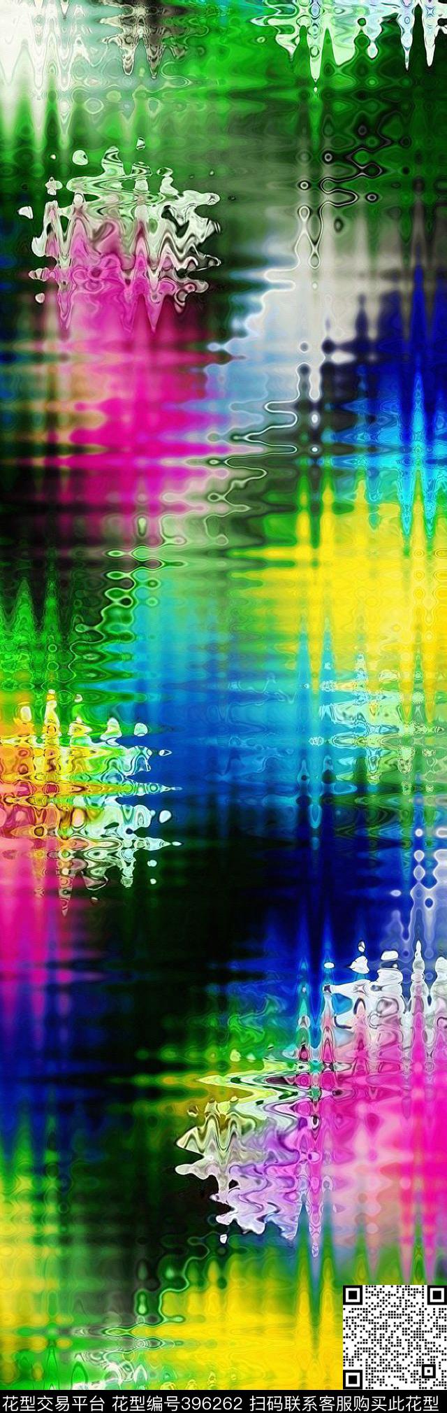 抽象七彩水波纹数码印花华亿平台下载（图片编号: 396262） - 瓦栏（Walan）