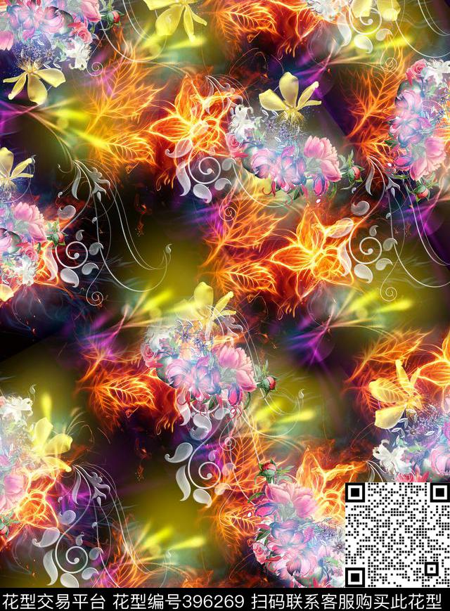 欧美韩花卉数码印花华亿平台下载（图片编号: 396269） - 瓦栏（Walan）