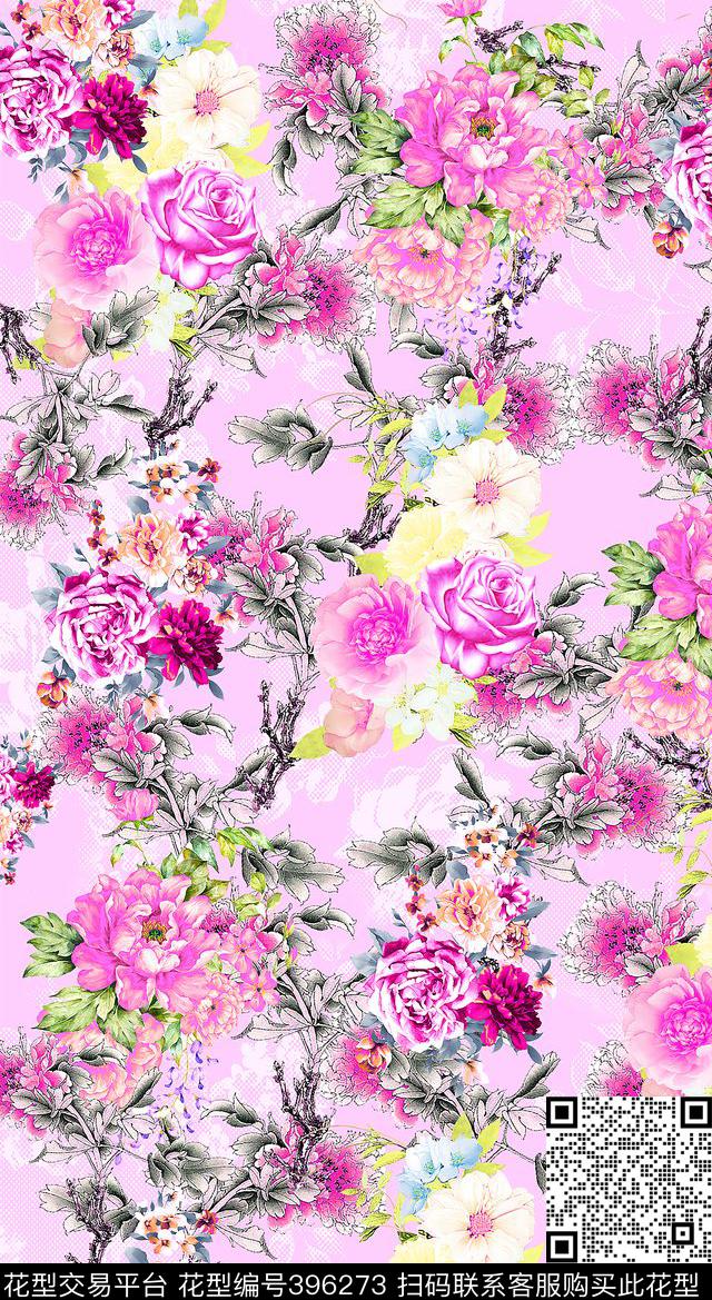 欧美日韩花卉数码印花华亿平台下载（图片编号: 396273） - 瓦栏（Walan）