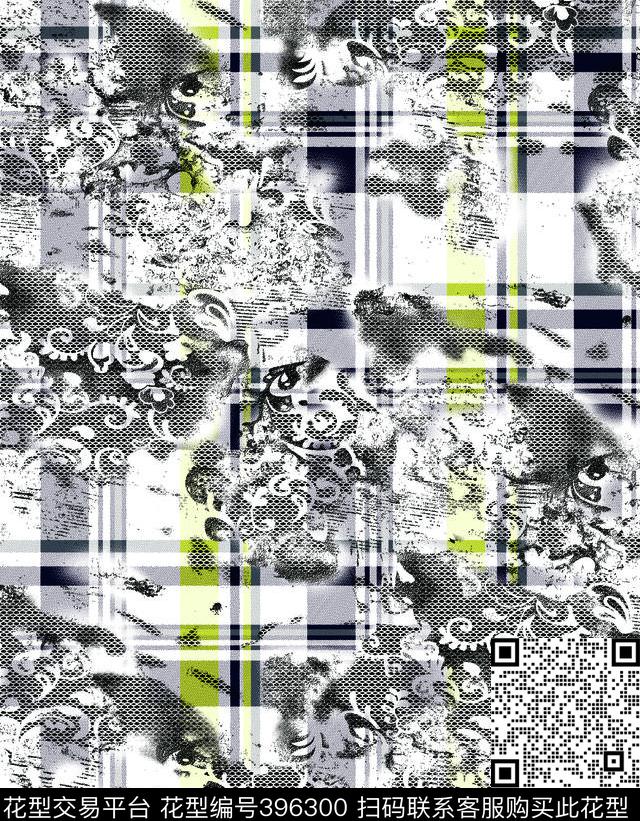 格子小花羽绒服传统印花华亿平台下载（图片编号: 396300） - 瓦栏（Walan）