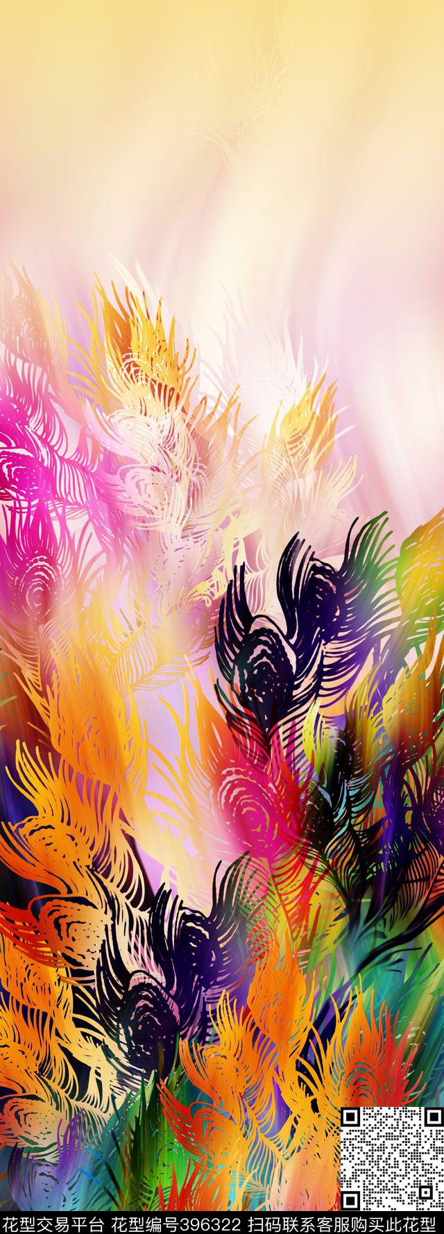 抽象写意面料华亿平台数码印花华亿平台下载（图片编号: 396322） - 瓦栏（Walan）