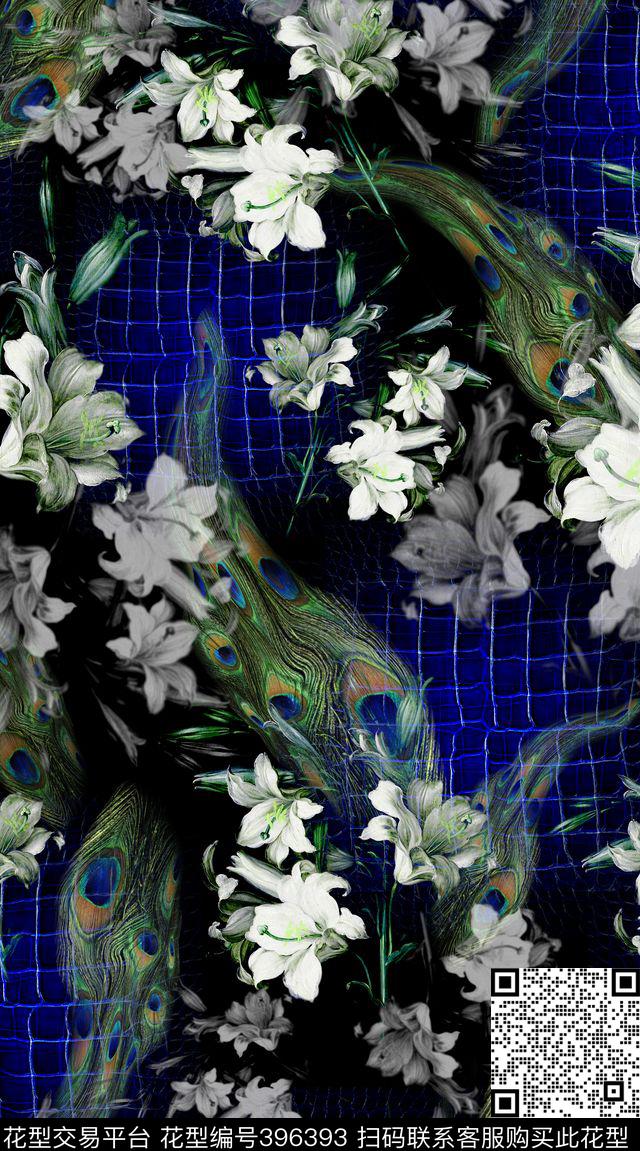 抽象孔雀毛鳄鱼皮数码印花华亿平台下载（图片编号: 396393） - 瓦栏（Walan）