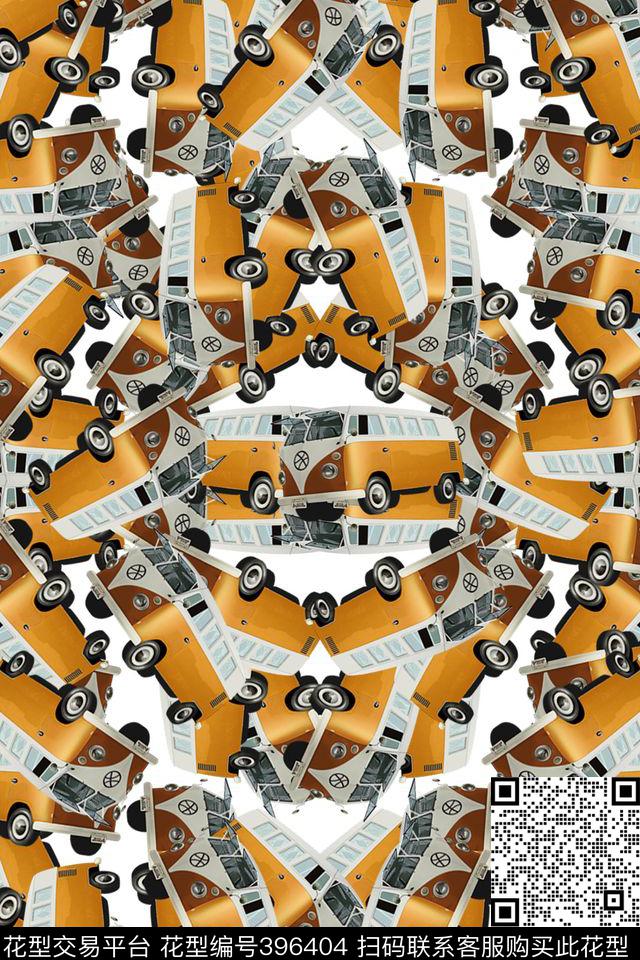 时尚复古满版车车欧式复古数码印花华亿平台下载（图片编号: 396404） - 瓦栏（Walan）