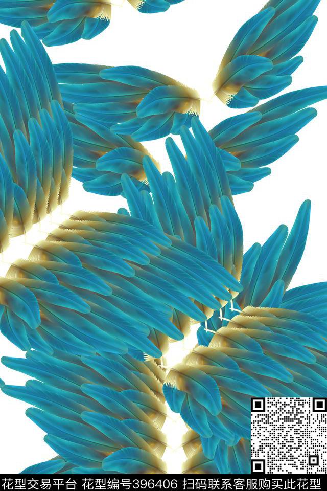 复古3D立体感空间感buautiful羽毛数码印花华亿平台下载（图片编号: 396406） - 瓦栏（Walan）