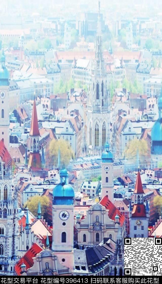 定位建筑渐变数码印花华亿平台下载（图片编号: 396413） - 瓦栏（Walan）