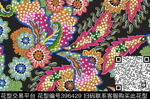 民族风格腰果泳衣/内衣/服饰面料华亿平台传统印花华亿平台下载（图片编号: 396429） - 瓦栏（Walan）