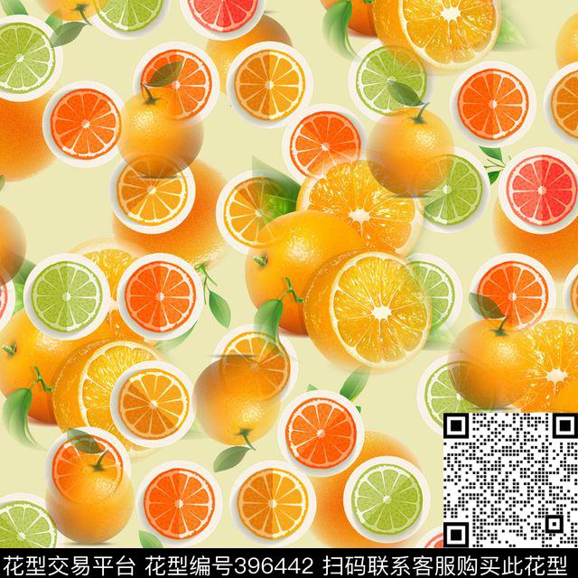 橙子水果水果切面数码印花华亿平台下载（图片编号: 396442） - 瓦栏（Walan）