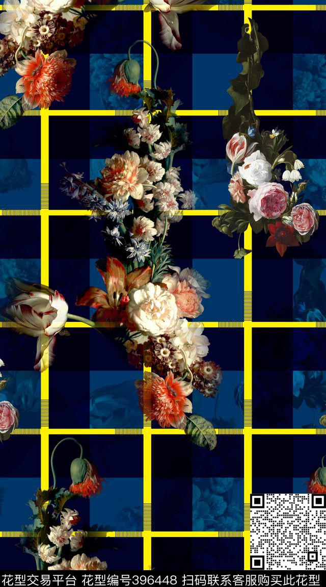 服装格纹花卉数码印花华亿平台下载（图片编号: 396448） - 瓦栏（Walan）