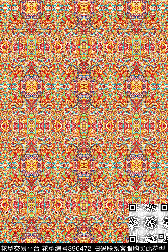 抽象蝴蝶手绘传统印花华亿平台下载（图片编号: 396472） - 瓦栏（Walan）