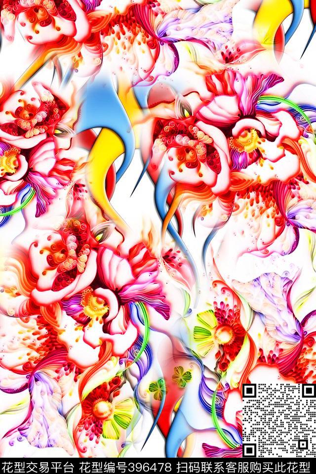 3D水彩纹理数码印花华亿平台下载（图片编号: 396478） - 瓦栏（Walan）