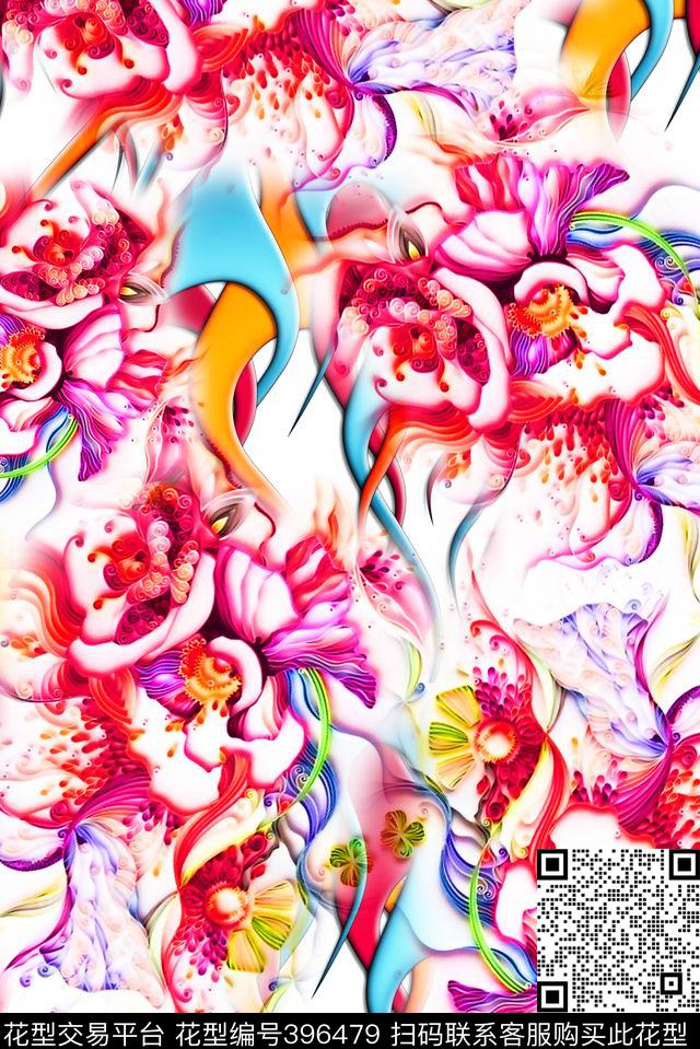 3D水彩纹理数码印花华亿平台下载（图片编号: 396479） - 瓦栏（Walan）