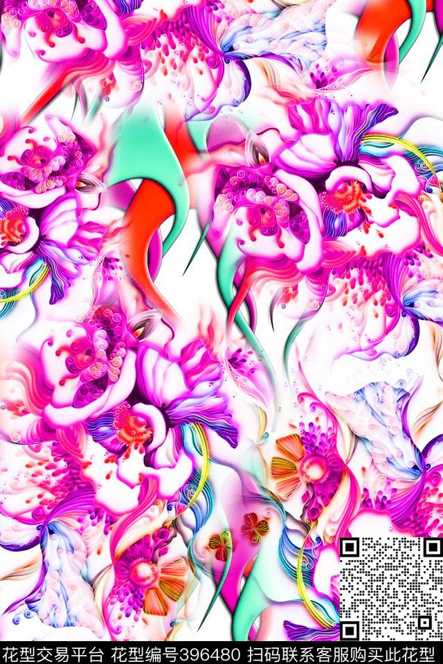 3D水彩纹理数码印花华亿平台下载（图片编号: 396480） - 瓦栏（Walan）