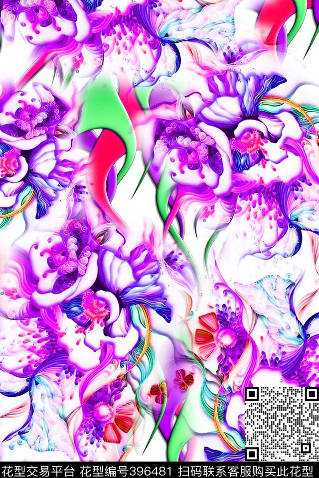 3D水彩纹理数码印花华亿平台下载（图片编号: 396481） - 瓦栏（Walan）