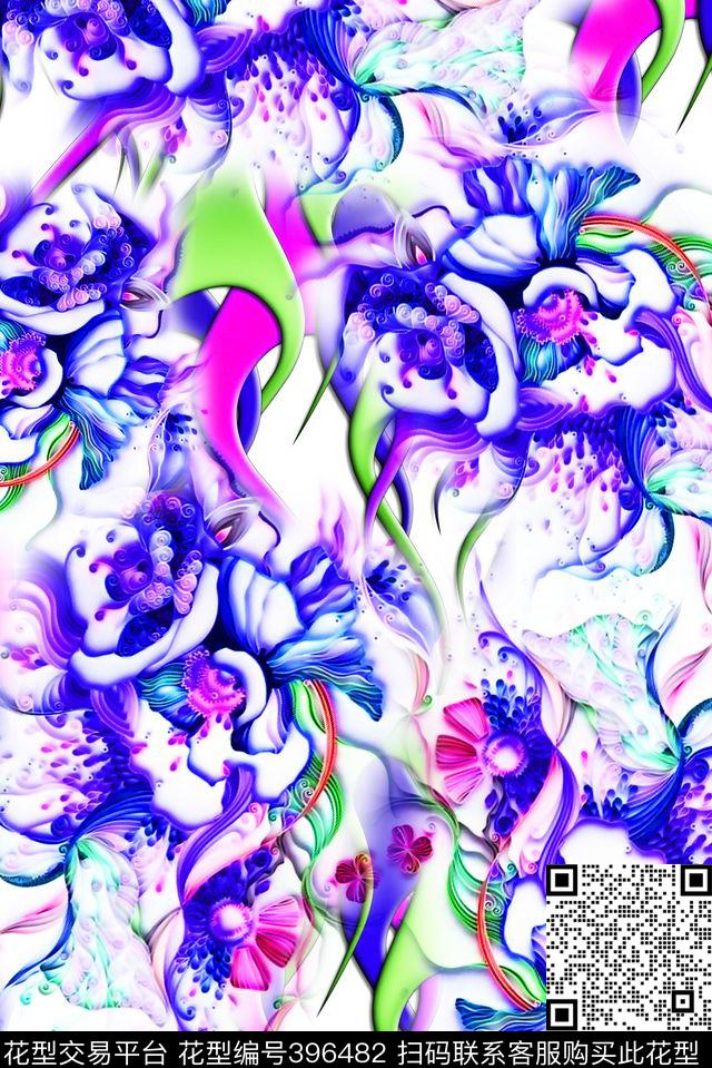 3D水彩纹理数码印花华亿平台下载（图片编号: 396482） - 瓦栏（Walan）