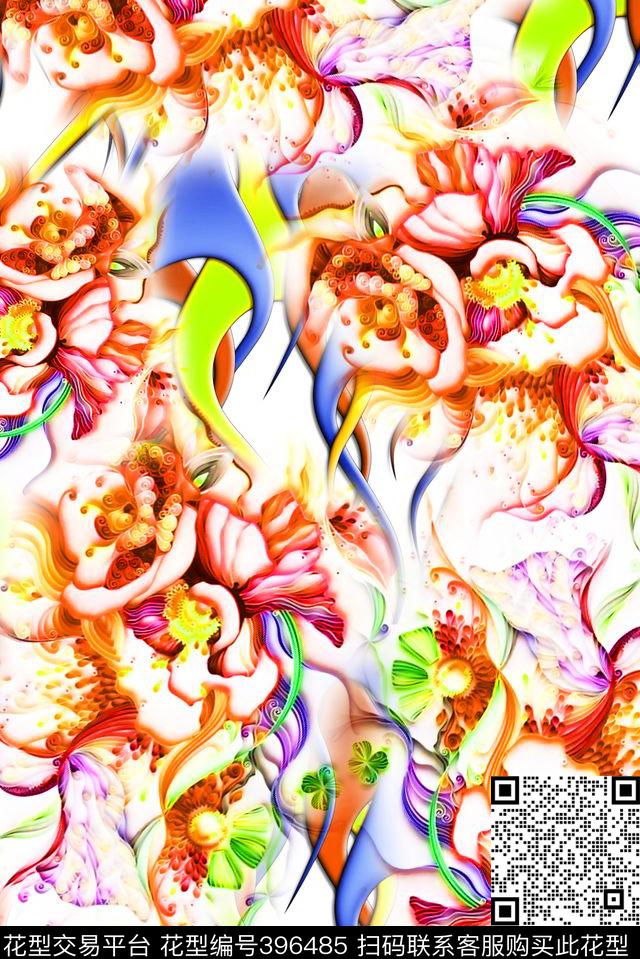 3D水彩纹理数码印花华亿平台下载（图片编号: 396485） - 瓦栏（Walan）