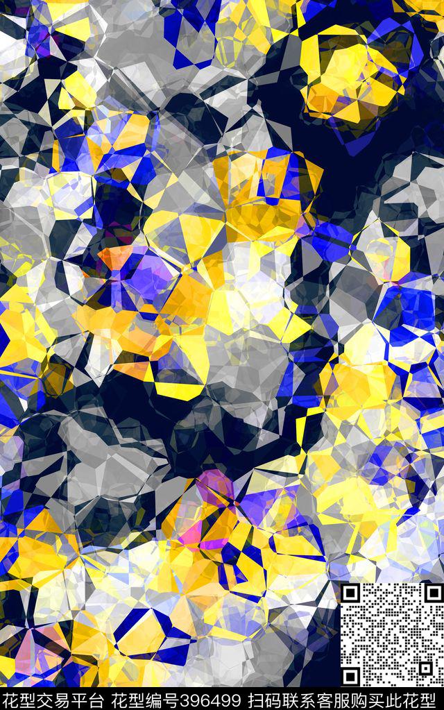 水晶几何多边形数码印花华亿平台下载（图片编号: 396499） - 瓦栏（Walan）