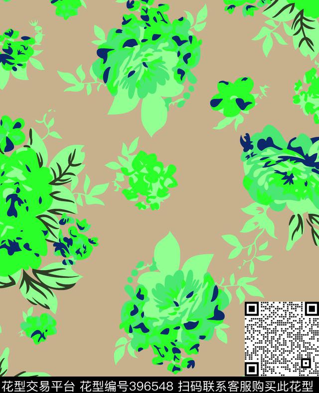 韩版花朵数码匹布印花传统印花华亿平台下载（图片编号: 396548） - 瓦栏（Walan）