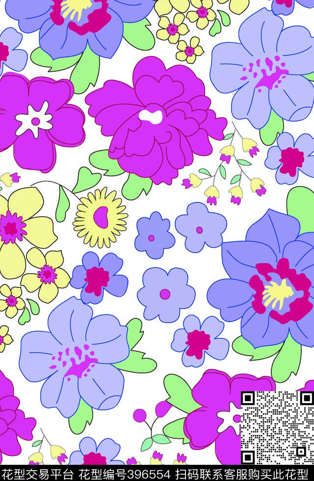 韩版花朵数码匹布印花传统印花华亿平台下载（图片编号: 396554） - 瓦栏（Walan）