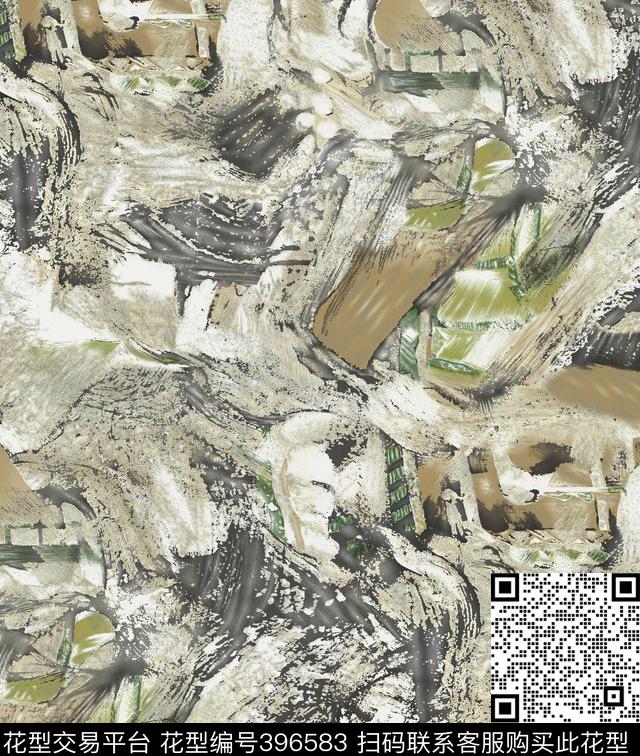 中国风山水水彩数码印花华亿平台下载（图片编号: 396583） - 瓦栏（Walan）