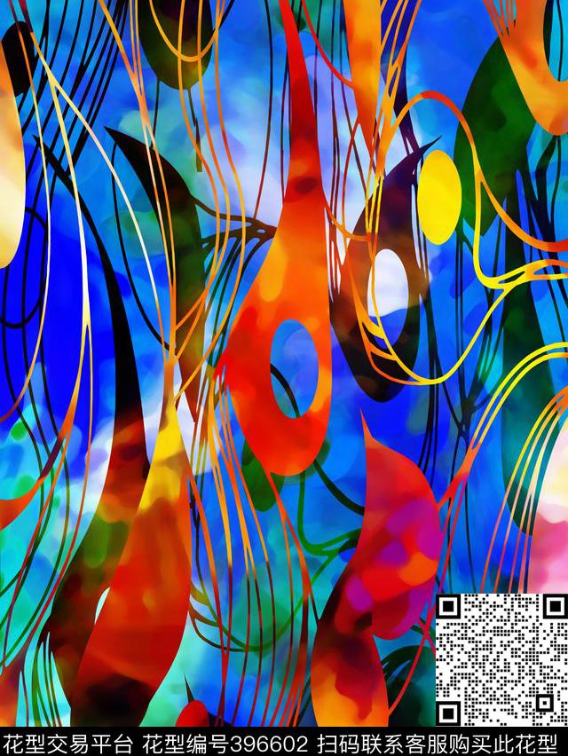 抽象田园写意数码印花华亿平台下载（图片编号: 396602） - 瓦栏（Walan）