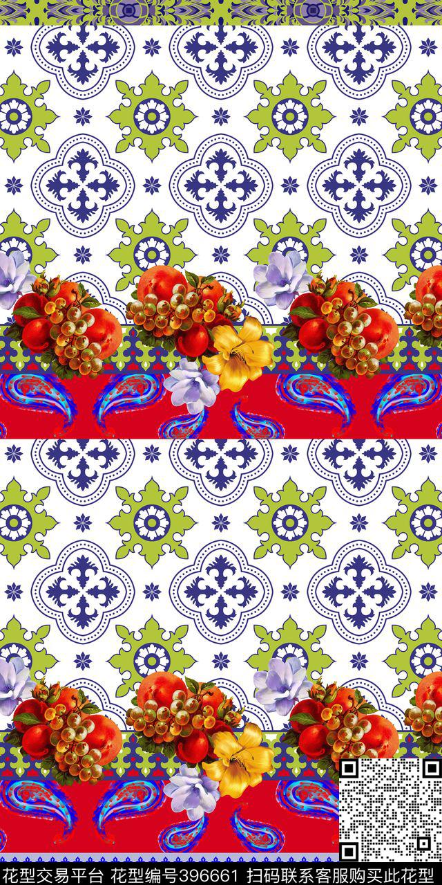 民族风花卉水果数码印花华亿平台下载（图片编号: 396661） - 瓦栏（Walan）