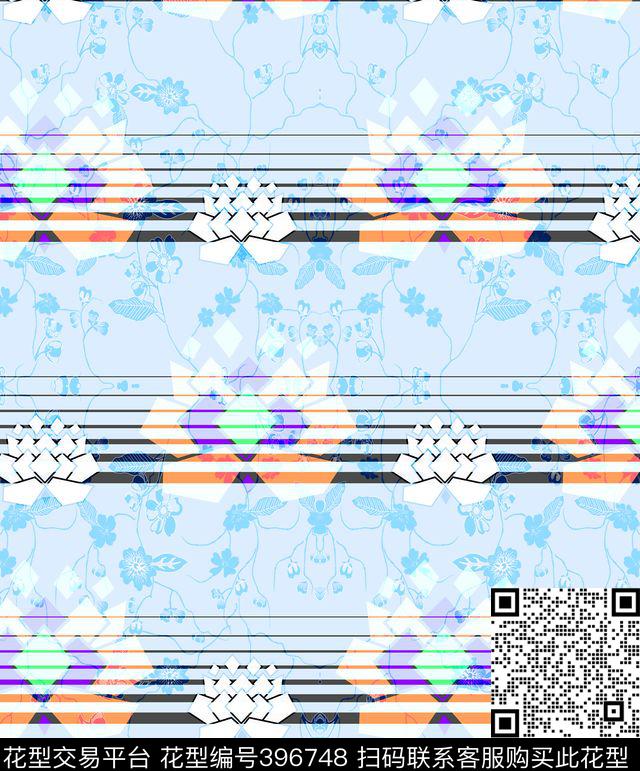 未来感＋复古未来感花复古花几何传统印花华亿平台下载（图片编号: 396748） - 瓦栏（Walan）