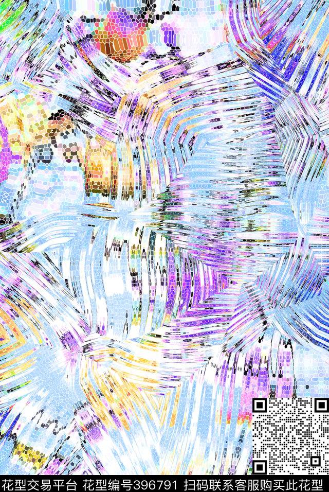 水波纹冰感水晶数码印花华亿平台下载（图片编号: 396791） - 瓦栏（Walan）