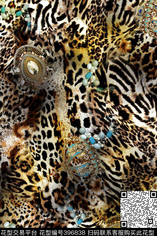 时尚豹纹珠宝数码印花华亿平台下载（图片编号: 396838） - 瓦栏（Walan）