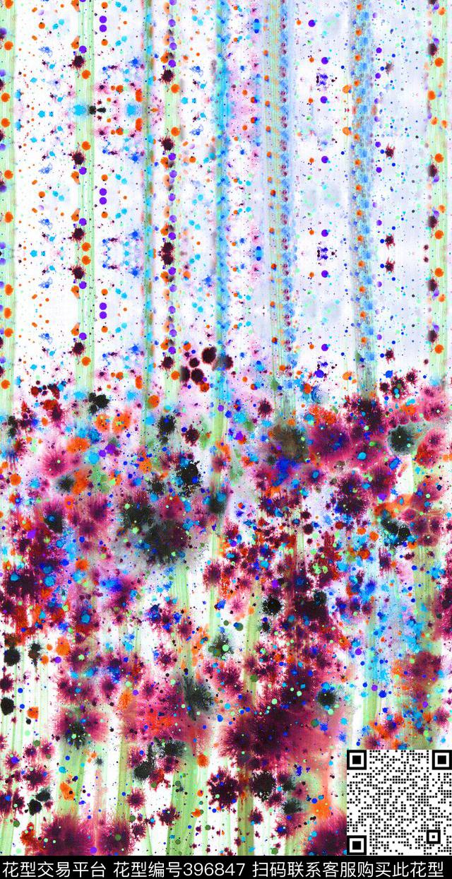 抽象水彩凌乱数码印花华亿平台下载（图片编号: 396847） - 瓦栏（Walan）