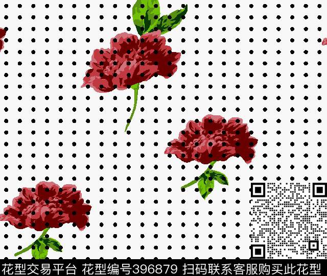 波点小红花女装传统印花华亿平台下载（图片编号: 396879） - 瓦栏（Walan）