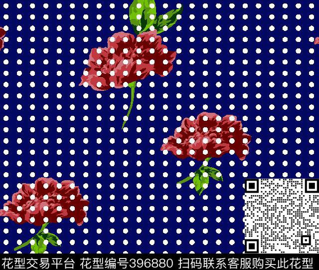 波点小红花女装传统印花华亿平台下载（图片编号: 396880） - 瓦栏（Walan）