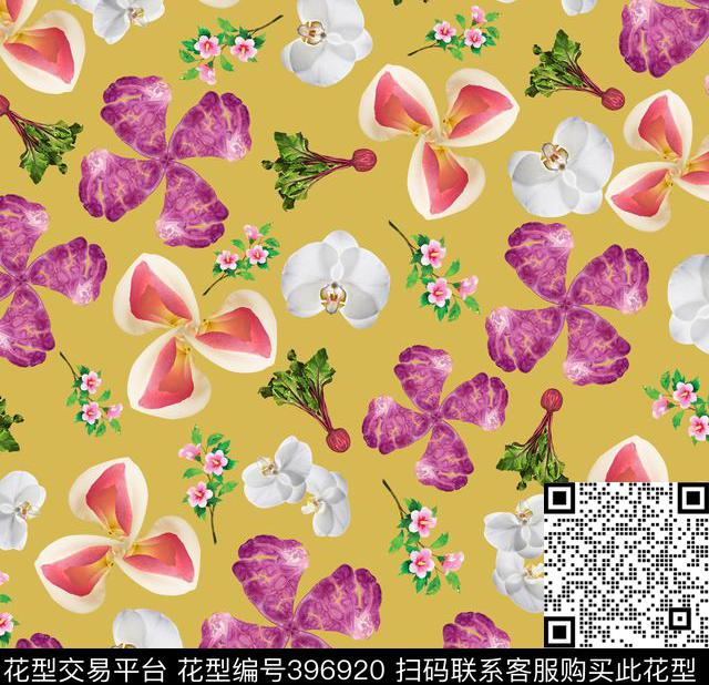 花流行时尚植物数码印花华亿平台下载（图片编号: 396920） - 瓦栏（Walan）