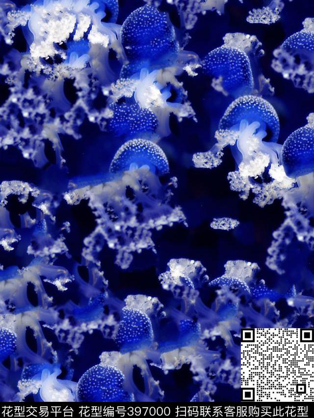 深海水母海洋数码印花华亿平台下载（图片编号: 397000） - 瓦栏（Walan）