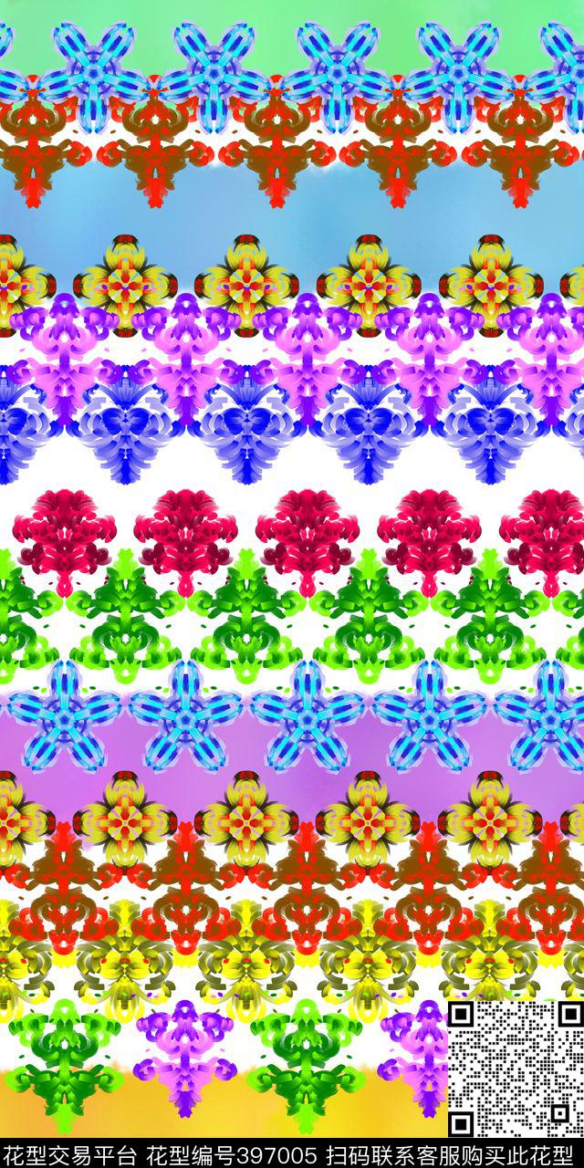 民族风撞色手绘传统印花华亿平台下载（图片编号: 397005） - 瓦栏（Walan）