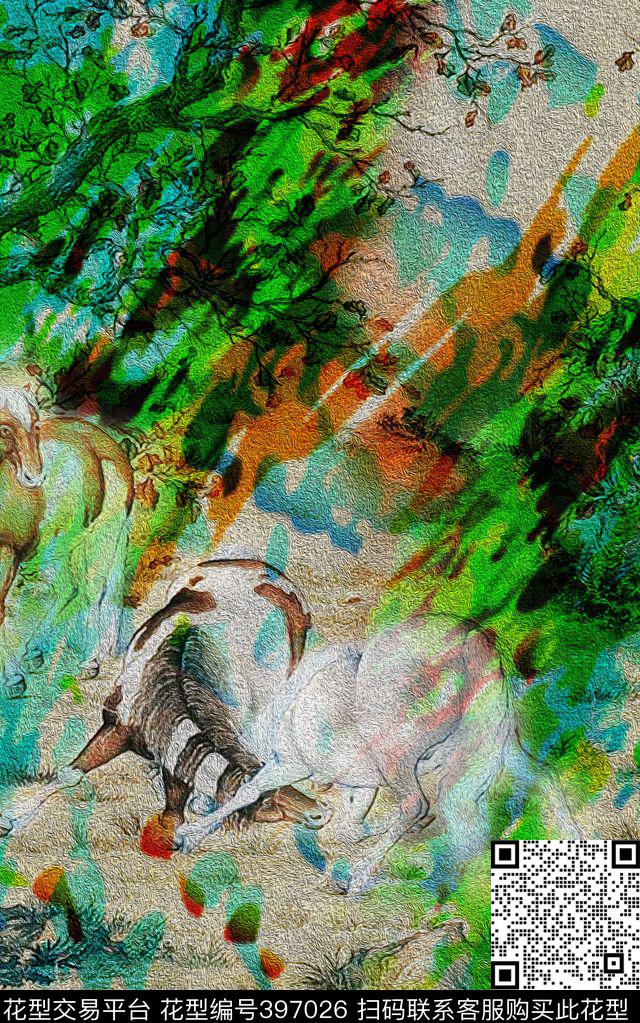 古画动物时尚休闲流行洋阳--定位数码印花华亿平台下载（图片编号: 397026） - 瓦栏（Walan）