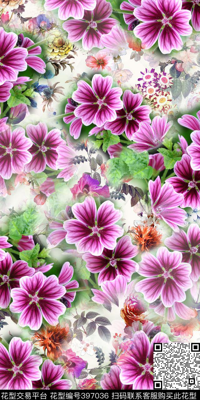 大气素雅手绘花卉小碎花数码印花华亿平台下载（图片编号: 397036） - 瓦栏（Walan）