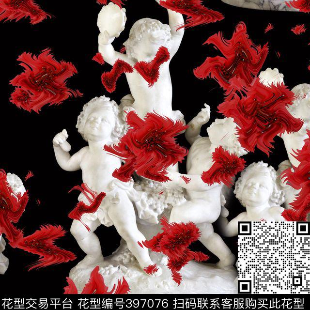 潮流抽象雕塑数码印花华亿平台下载（图片编号: 397076） - 瓦栏（Walan）