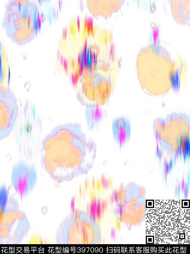 浪漫清新花渐变笔触模糊数码印花华亿平台下载（图片编号: 397090） - 瓦栏（Walan）
