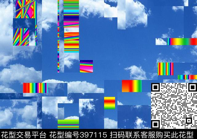 潮流复古抽象数码印花华亿平台下载（图片编号: 397115） - 瓦栏（Walan）