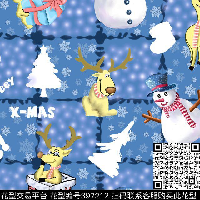 潮流复古圣诞节数码印花华亿平台下载（图片编号: 397212） - 瓦栏（Walan）