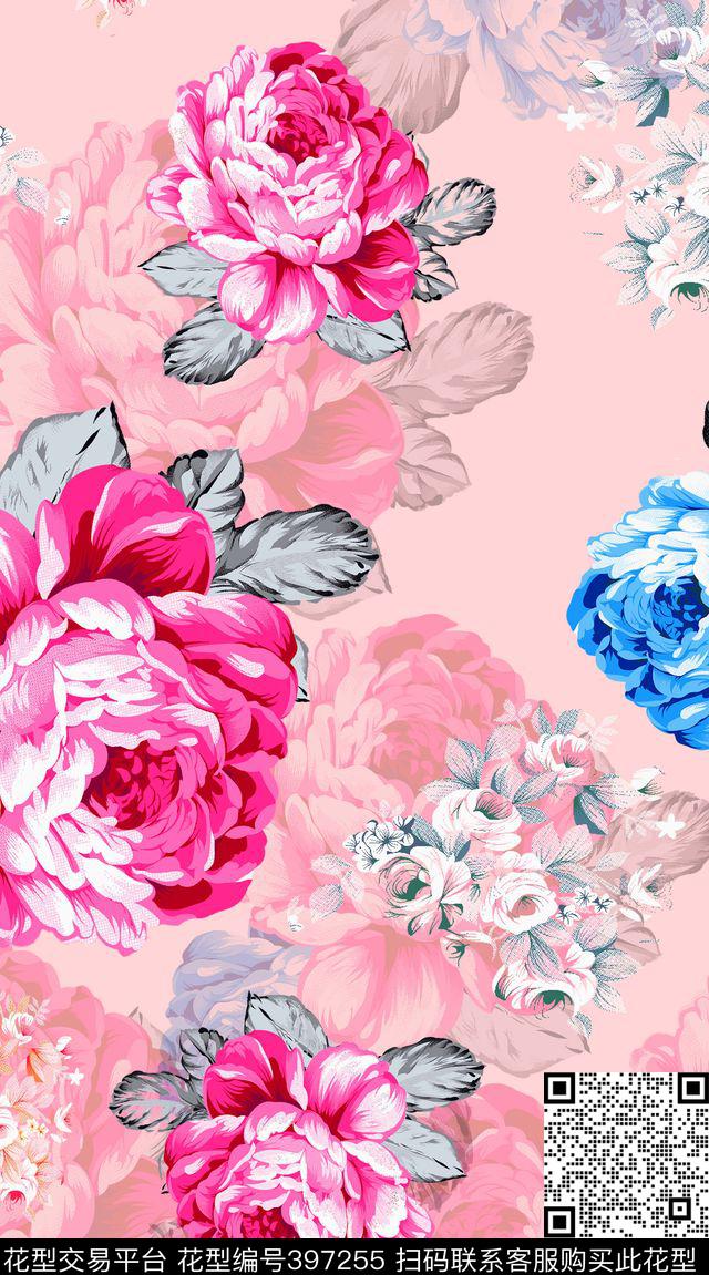 传统花卉乔木南音-花卉华亿平台传统印花华亿平台下载（图片编号: 397255） - 瓦栏（Walan）