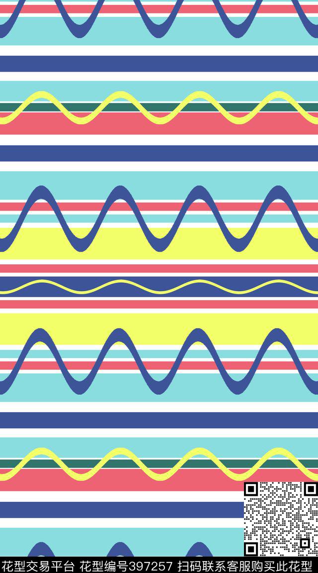 抽象线条乔木南音-写意抽象传统印花华亿平台下载（图片编号: 397257） - 瓦栏（Walan）