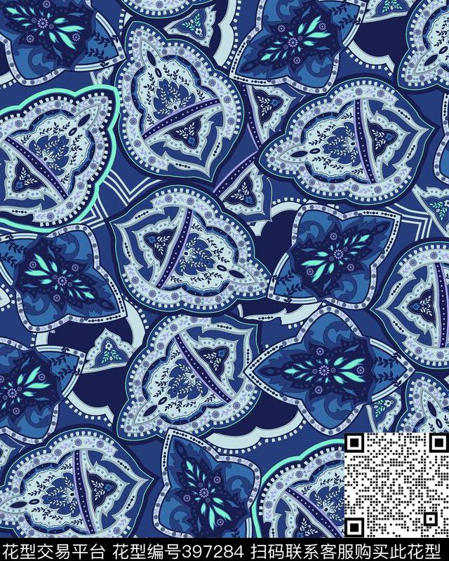 复古流行时尚民族花卉传统印花华亿平台下载（图片编号: 397284） - 瓦栏（Walan）