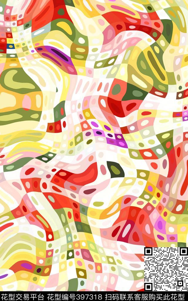 波点波浪几何数码印花华亿平台下载（图片编号: 397318） - 瓦栏（Walan）