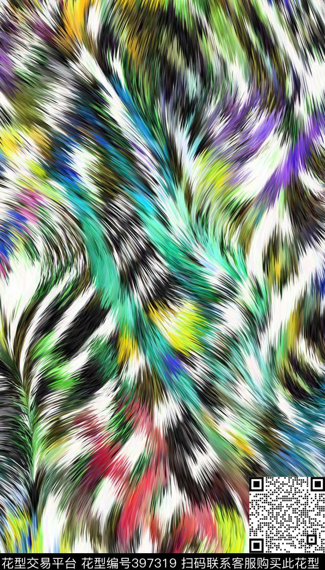 毛皮动物抽象豹纹数码印花华亿平台下载（图片编号: 397319） - 瓦栏（Walan）