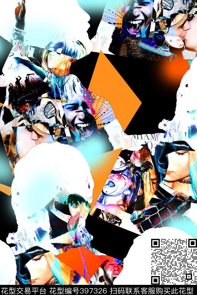 拼接人像数码印花华亿平台下载（图片编号: 397326） - 瓦栏（Walan）