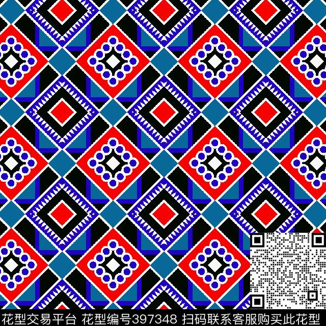 几何时尚格子男装传统印花华亿平台下载（图片编号: 397348） - 瓦栏（Walan）