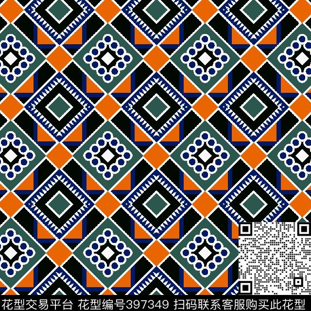 几何时尚格子男装传统印花华亿平台下载（图片编号: 397349） - 瓦栏（Walan）