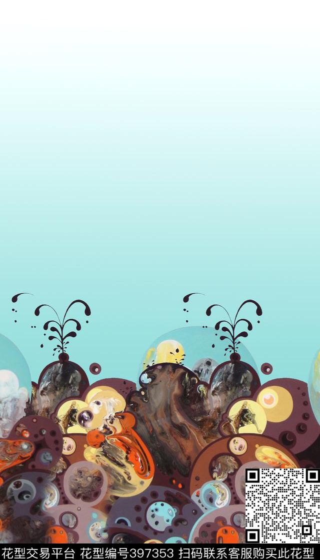 潮流抽象复古数码印花华亿平台下载（图片编号: 397353） - 瓦栏（Walan）